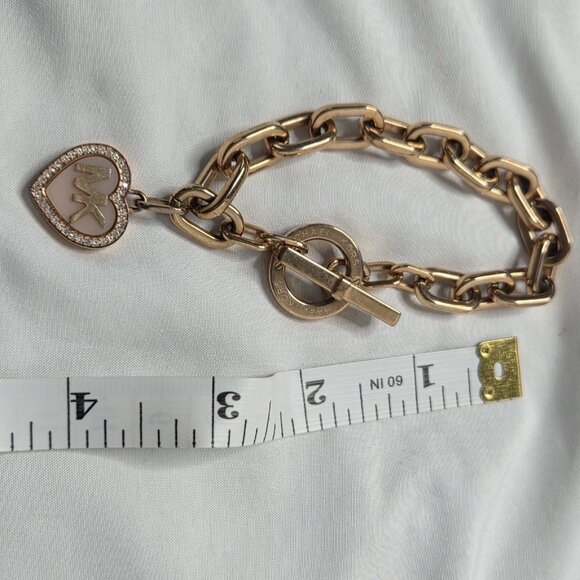 Michael Kors Women's Bracelet Earrings Heart Set Signed Toggle Pave - Picture 4 of 6